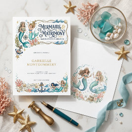 Meerjungfrauen und Hochzeit Strand-Junggesellinnen Einladung