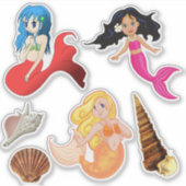 Meerjungfrauen und Muscheln Aufkleber (Vorderseite)
