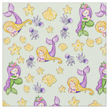 Meerjungfrauen und Muscheln Lila Gelb