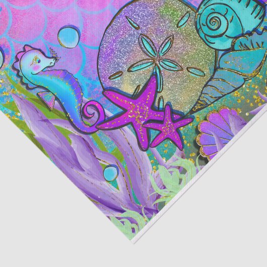 Meerjungfrauen und Muscheln unter dem Meeresschutz Seidenpapier (Ausschnitt)