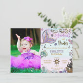 Meerjungfrauen und Piraten 1. Gemeinsames Geburtst Einladung (Stehend Vorderseite)