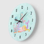 Meerjungfrauen und Quallen Große Wanduhr (Winkel)