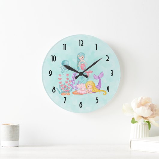 Meerjungfrauen und Quallen Große Wanduhr (Zuhause)