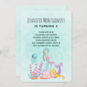 Meerjungfrauen und Quallen unter dem Meeresgrund Einladung (Vorne/Hinten)