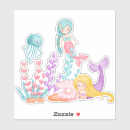 Meerjungfrauen und Quallen Unterwasserfarbe Aufkleber