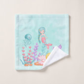 Meerjungfrauen und Quallen Unterwasserfarbe Badhandtuch Set (Waschlappen)