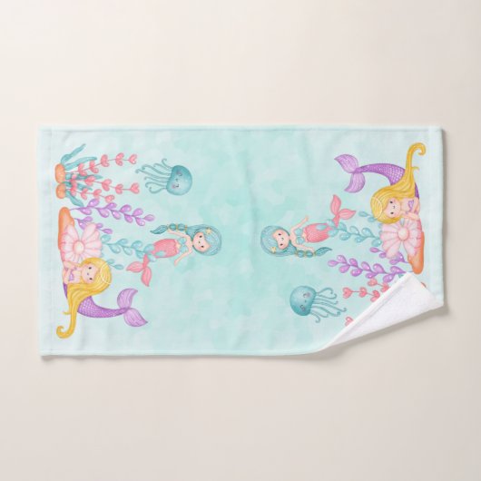 Meerjungfrauen und Quallen Unterwasserfarbe Badhandtuch Set (Handtuch)