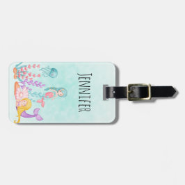 Meerjungfrauen und Quallen Unterwasserfarbe Gepäckanhänger