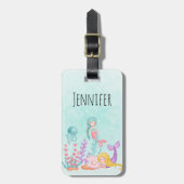 Meerjungfrauen und Quallen Unterwasserfarbe Gepäckanhänger (Vorderseite vertikal)
