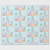 Meerjungfrauen und Quallen Unterwasserfarbe Geschenkpapier (Flach)