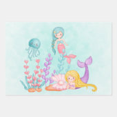 Meerjungfrauen und Quallen Unterwasserfarbe Geschenkpapier Set (Vorderseite 3)