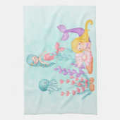 Meerjungfrauen und Quallen Unterwasserfarbe Geschirrtuch (Vertikal)