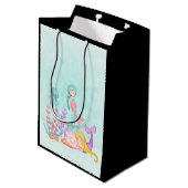 Meerjungfrauen und Quallen Unterwasserfarbe Medi Mittlere Geschenktüte (Rückseite Schrägansicht)