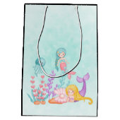 Meerjungfrauen und Quallen Unterwasserfarbe Medi Mittlere Geschenktüte (Rückseite)