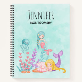 Meerjungfrauen und Quallen Unterwasserfarbe Notizblock