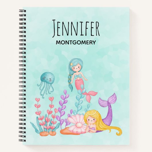 Meerjungfrauen und Quallen Unterwasserfarbe Notizblock (Vorderseite)