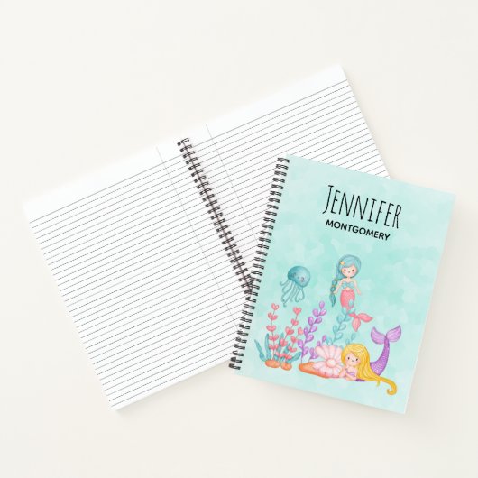 Meerjungfrauen und Quallen Unterwasserfarbe Notizblock (Innenseite)