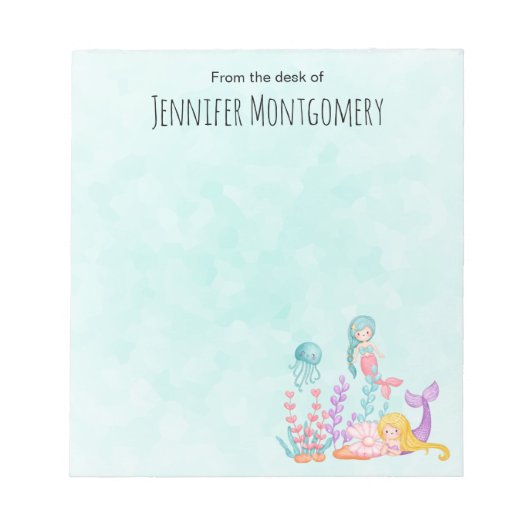 Meerjungfrauen und Quallen Unterwasserfarbe Notizblock (Vorderseite)