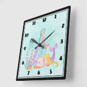 Meerjungfrauen und Quallen Unterwasserfarbe Quadratische Wanduhr (Winkel)