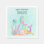 Meerjungfrauen und Quallen Unterwasserfarbe Serviette (Vorderseite)