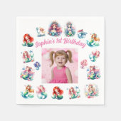 Meerjungfrauen unter dem Kindergeburtstag des Foto Serviette (Vorderseite)