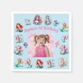 Meerjungfrauen unter dem Kindergeburtstag des Foto Serviette (Vorderseite)