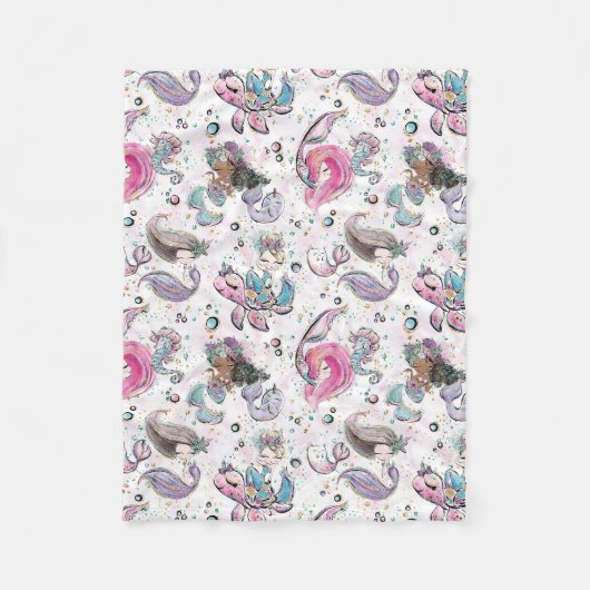 Meerjungfrauenpauschalen Fleecedecke (Vorderseite)