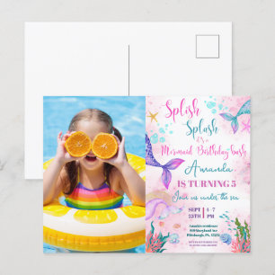 Meerjungfrauenschwanz Aquarell Geburtstag Unter de Postkarte