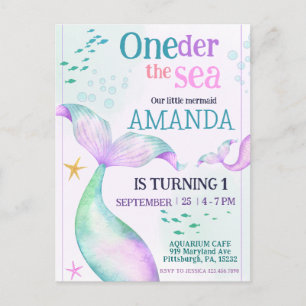 Meerjungfrauenschwanz Aquarell Geburtstag Unter de Postkarte