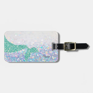 Meerjungfrauenschwanz, Glitter Bokeh - Personalisi Gepäckanhänger