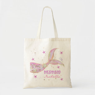 Meerjungfrauenschwanz Rosa und Gold Glitter Person Tragetasche