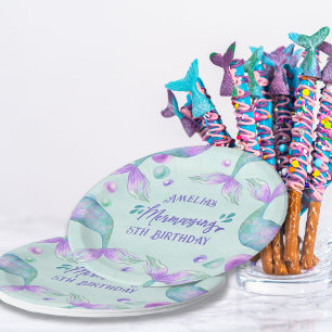 Meerjungfrauenschwänze Mermazing Geburtstag jedes Pappteller