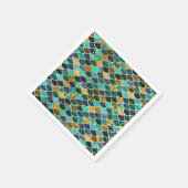 Meerjungfrauenskala Goldmedaille Aquamarin Türkis Serviette (Ecke)