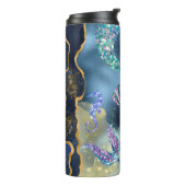 Meerjungfrauenskala in Blau mit Meerpferden Thermosbecher (Nach links gedreht)