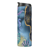 Meerjungfrauenskala in Blau mit Meerpferden Thermosbecher (Nach rechts gedreht)