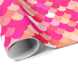 Meerjungfrauenskala, Koralle, Fuchsienrosa und Pfi Geschenkpapier