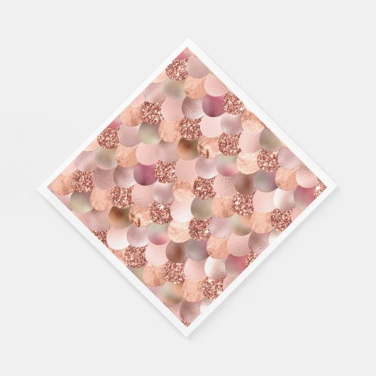 Meerjungfrauenskala Rosa Rose Glitzer Rosa Funkeln Serviette (Ecke)