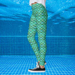 Meerjungfrauenskala Türkisgrün Leggings<br><div class="desc">Wiederholte Skalen Muster in türkisgrün,  auch in rosa und lila. Tragen Sie sich einfach zum Spaß oder machen Sie ein tolles Meerjungkostüm.</div>