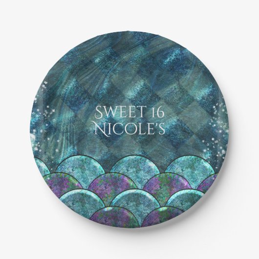 Meerjungfrauenskales unter der Geburtstagspartei d Pappteller (Vorderseite)