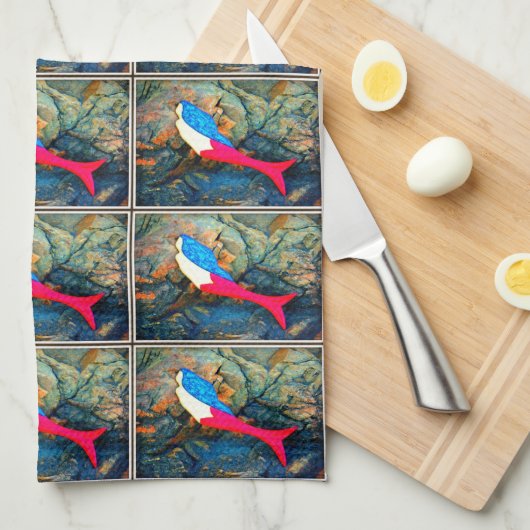 Meerjungfraumuster mit rotem Schwanz Handtuch (Viertel Falte)