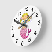 Meerjungfrauprinzessin (blondes Haar) Runde Wanduhr (Winkel)