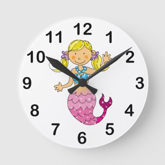 Meerjungfrauprinzessin (blondes Haar) Runde Wanduhr (Vorderseite)