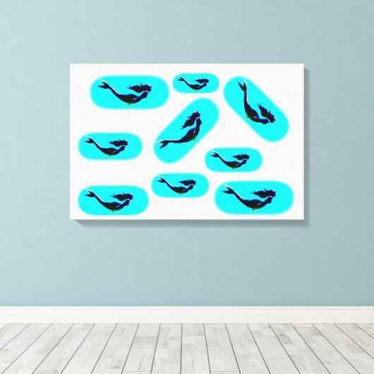 Meerjungfrauschwimmen Leinwanddruck (Insitu (Holzboden))