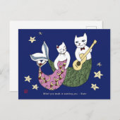 Meerjungkatze Postkarte (Vorne/Hinten)