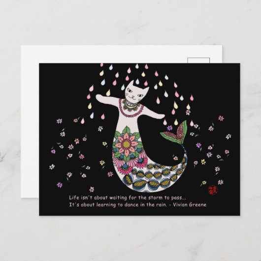 Meerjungkatze Postkarte (Vorne/Hinten)