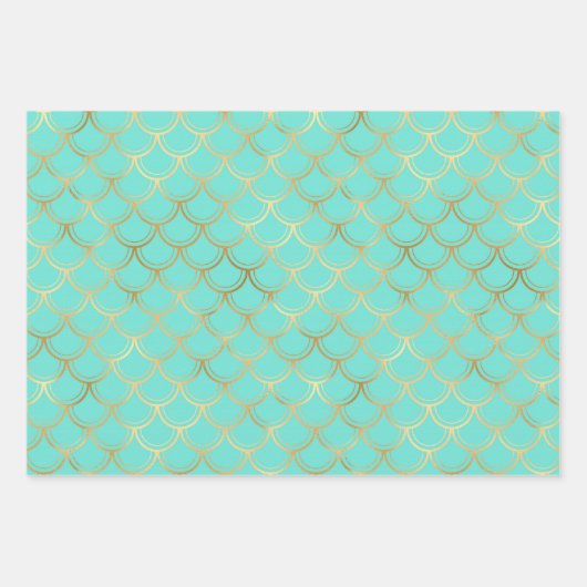 Meerjungstatur, Giraffenprint und Federn Geschenkpapier Set (Vorderseite 3)