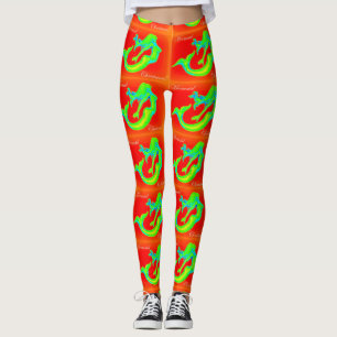Meerjungwein, rot/grün leggings