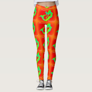 Meerjungwein, rot/grün leggings