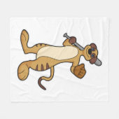 Meerkat als Baseballspieler mit Baseballschläger Fleecedecke (Vorderseite (Horizontal))