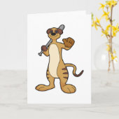 Meerkat als Baseballspieler mit Baseballschläger Karte (Gelbe Blume)